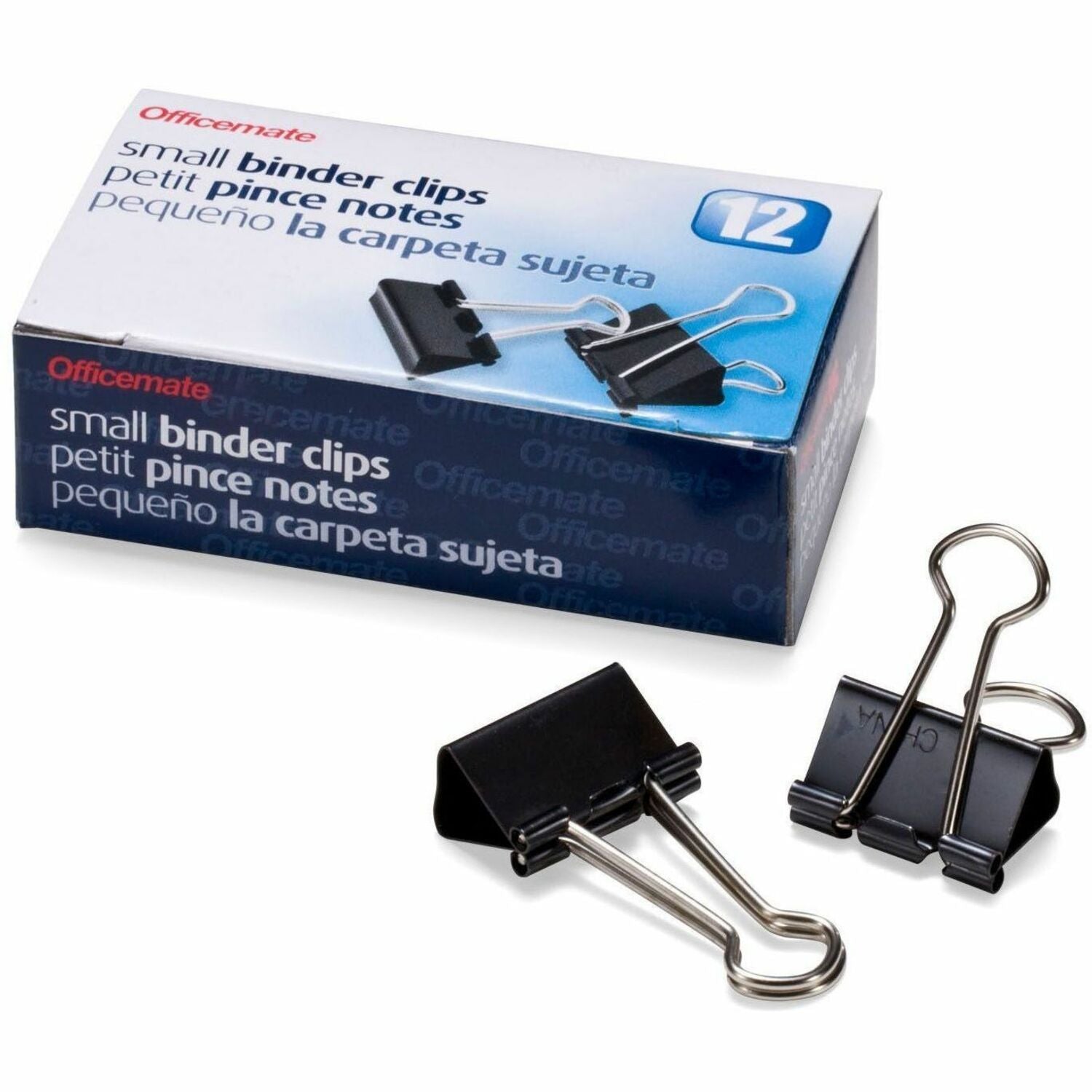 Officemate Binder Clips - Small - 0.8" Width - 0.37" Size Capacity - 12 / Box - Black