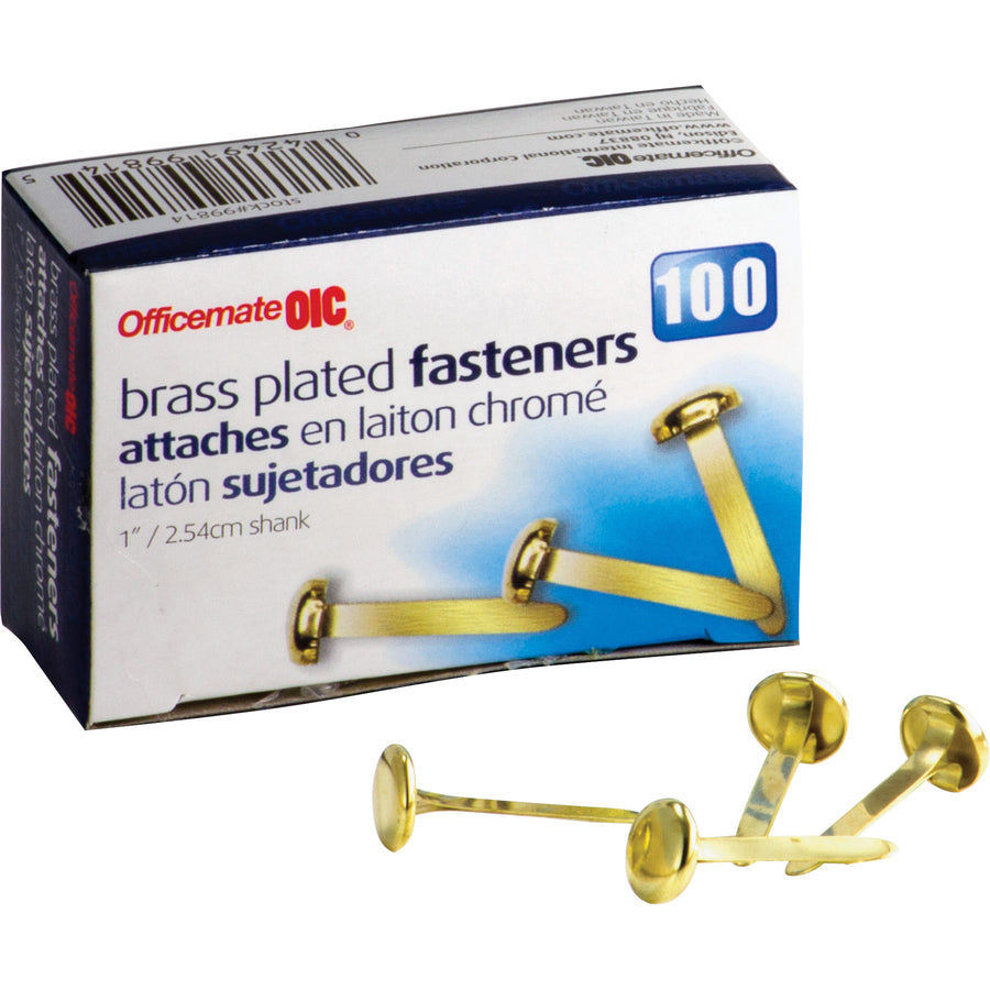 officemate-round-head-fasteners-1-shank-038-head-100-box-brass_oic99814 - 2