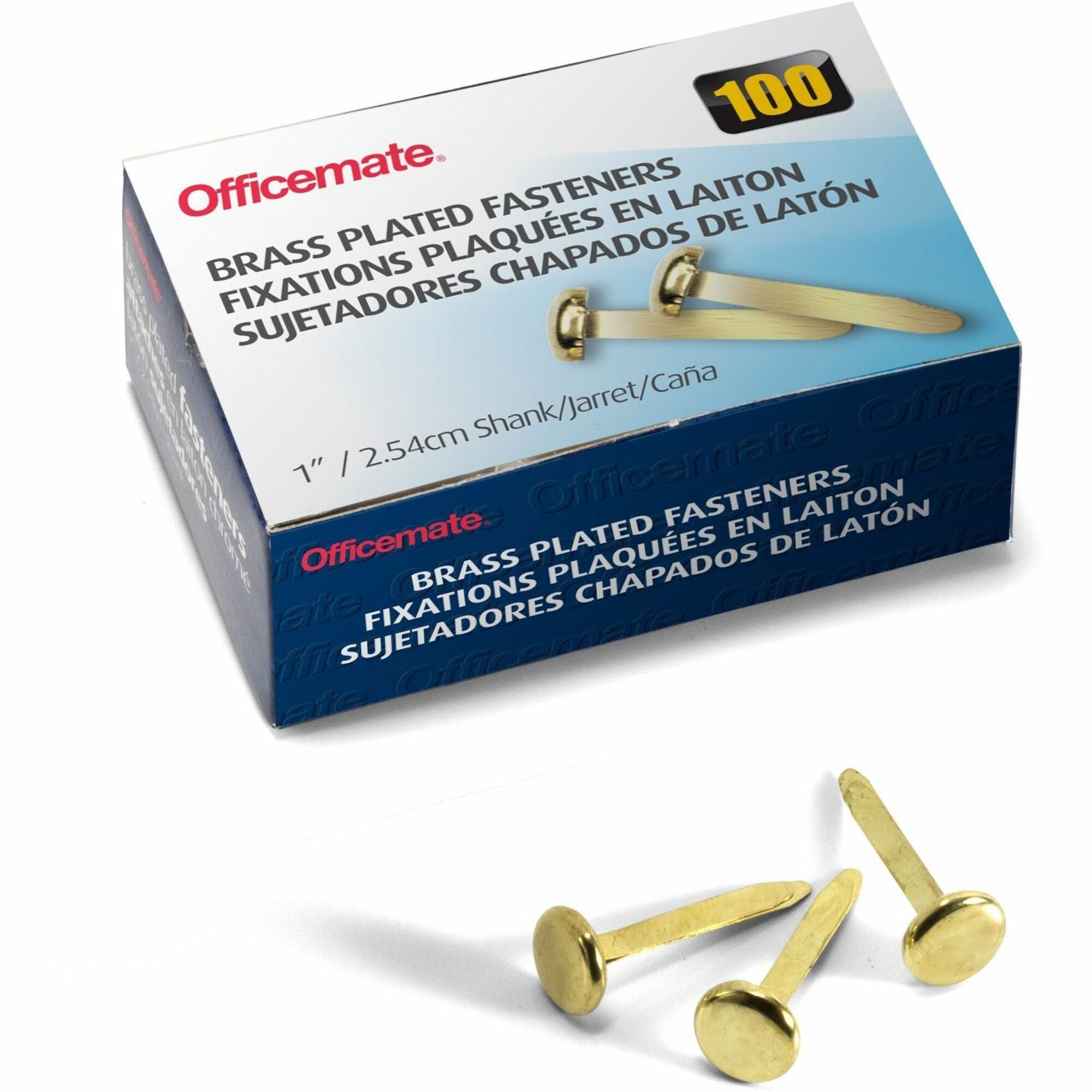 officemate-round-head-fasteners-1-shank-038-head-100-box-brass_oic99814 - 1