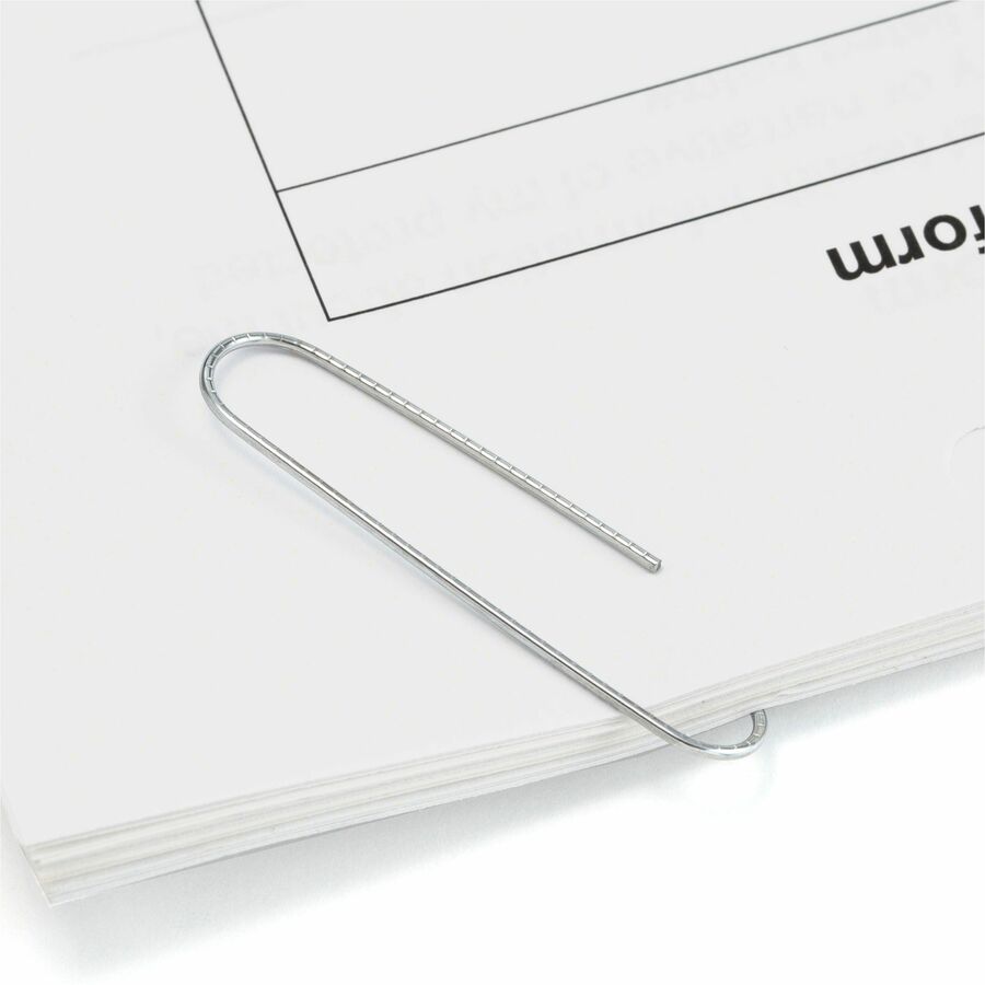 Officemate Giant Nonskid Paper Clips - Jumbo - 2" Length x 0.5" Width - 1000 / Pack - Silver - Steel