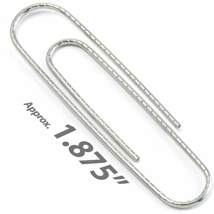 Officemate Giant Nonskid Paper Clips - Jumbo - 2" Length x 0.5" Width - 1000 / Pack - Silver - Steel