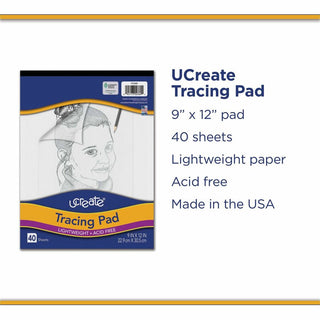 UCreate Tracing Pad - 40 Sheets - Plain - Unruled Margin - 9" x 12" - Transparent Paper - Bleed-free - 40 / Pad
