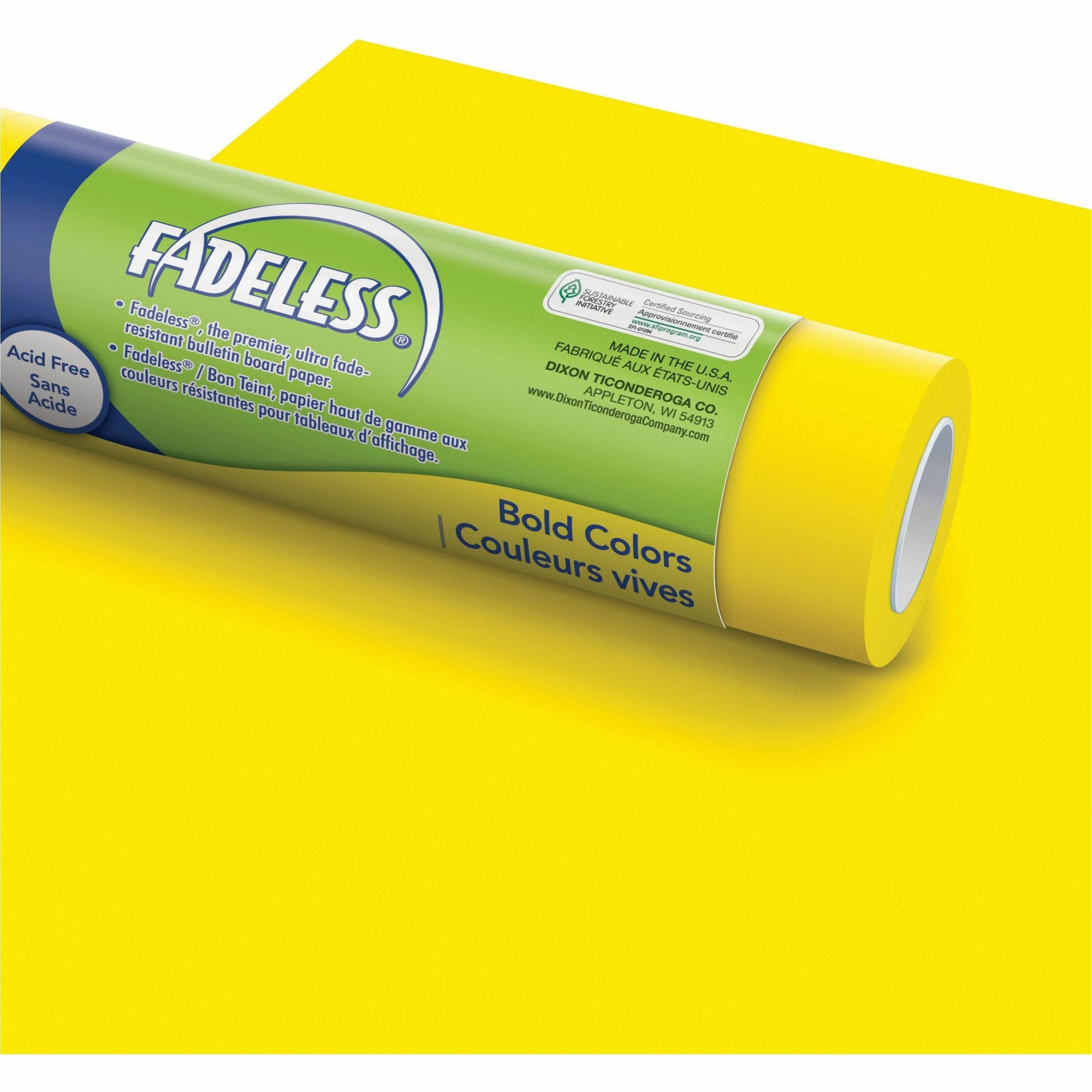 Fadeless Paper Roll, 50 lb Bond Weight, 48" x 50 ft, Canary