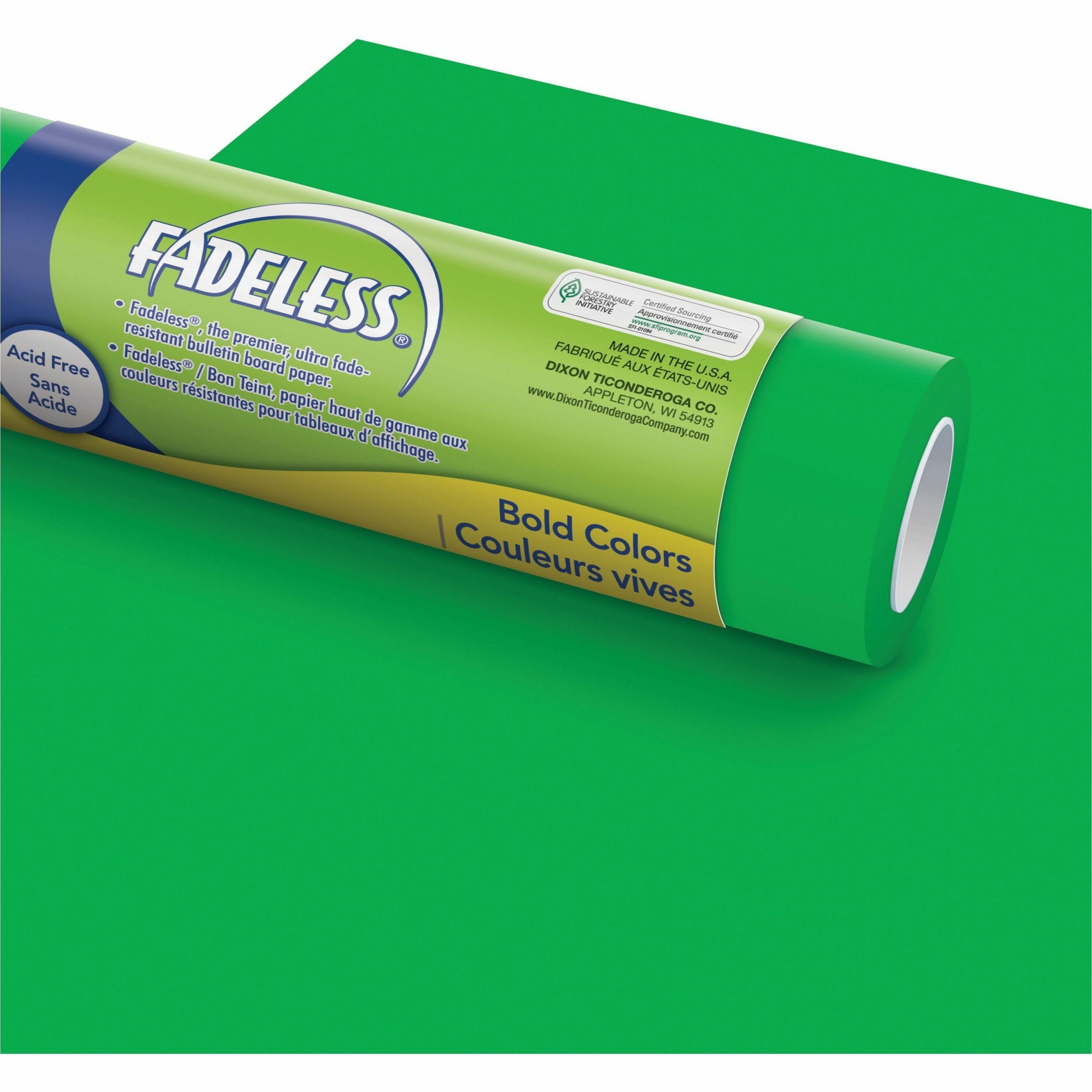 Fadeless Bulletin Board Art Paper - ClassRoom Project, Home Project, Office Project - 48"Width x 50 ftLength - 1 / Roll - Apple Green - Sulphite - 