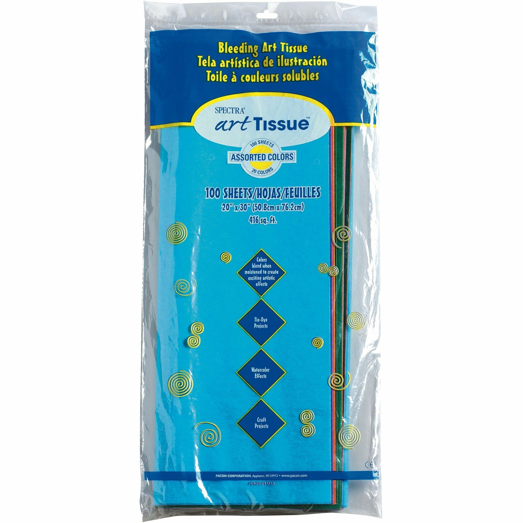 Spectra Art Tissue, 23 lb Tissue Weight, 20 x 30, Assorted, 100/Pack