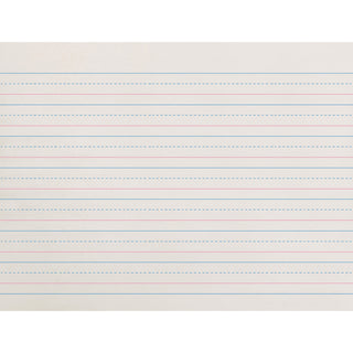 Zaner-Bloser Dotted Midline Newsprint Paper - 500 Sheets - 0.63" Ruled - Unruled Margin - 10 1/2" x 8" - White Paper - 500 / Pack