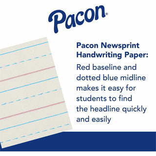 Zaner-Bloser Dotted Midline Newsprint Paper - 500 Sheets - 0.50" Ruled - Unruled Margin - 10 1/2" x 8" - White Paper - 500 / Pack