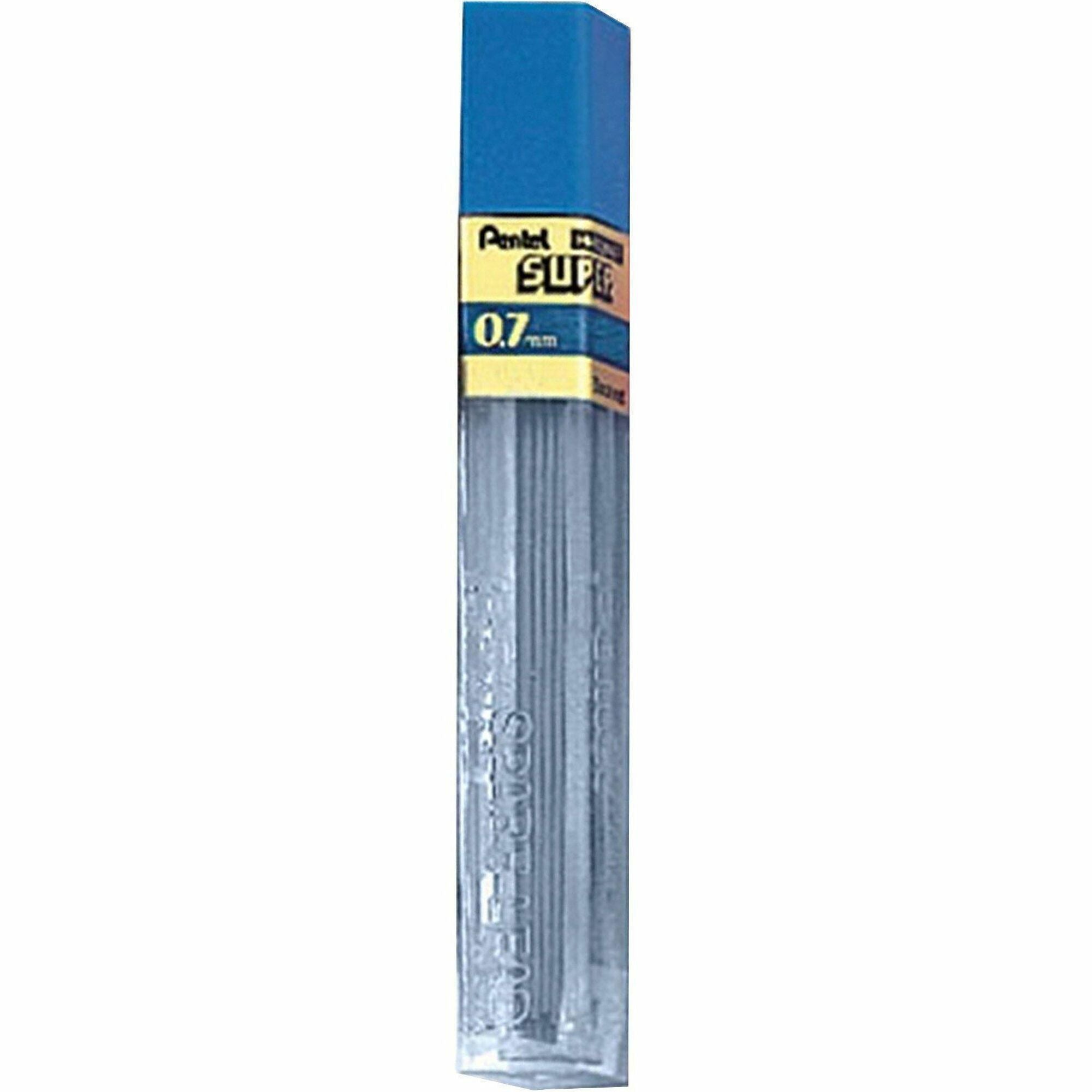 Pentel Super Hi-Polymer Leads - 0.7 mmMedium Point - 2H - Black - 12 / Tube