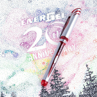 EnerGel EnerGel Deluxe Liquid Gel Pen - Medium Pen Point - 0.7 mm Pen Point Size - Refillable - Red Gel-based Ink - Silver Barrel - 1 Each