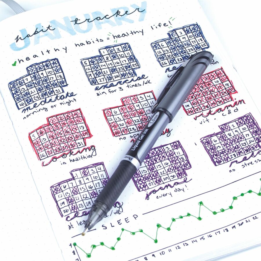 EnerGel EnerGel Deluxe Liquid Gel Pen - Bold Pen Point - 1 mm Pen Point Size - Refillable - Black Gel-based Ink - Silver Barrel - 1 Each