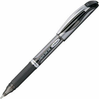 EnerGel EnerGel Deluxe Liquid Gel Pen - Bold Pen Point - 1 mm Pen Point Size - Refillable - Black Gel-based Ink - Silver Barrel - 1 Each