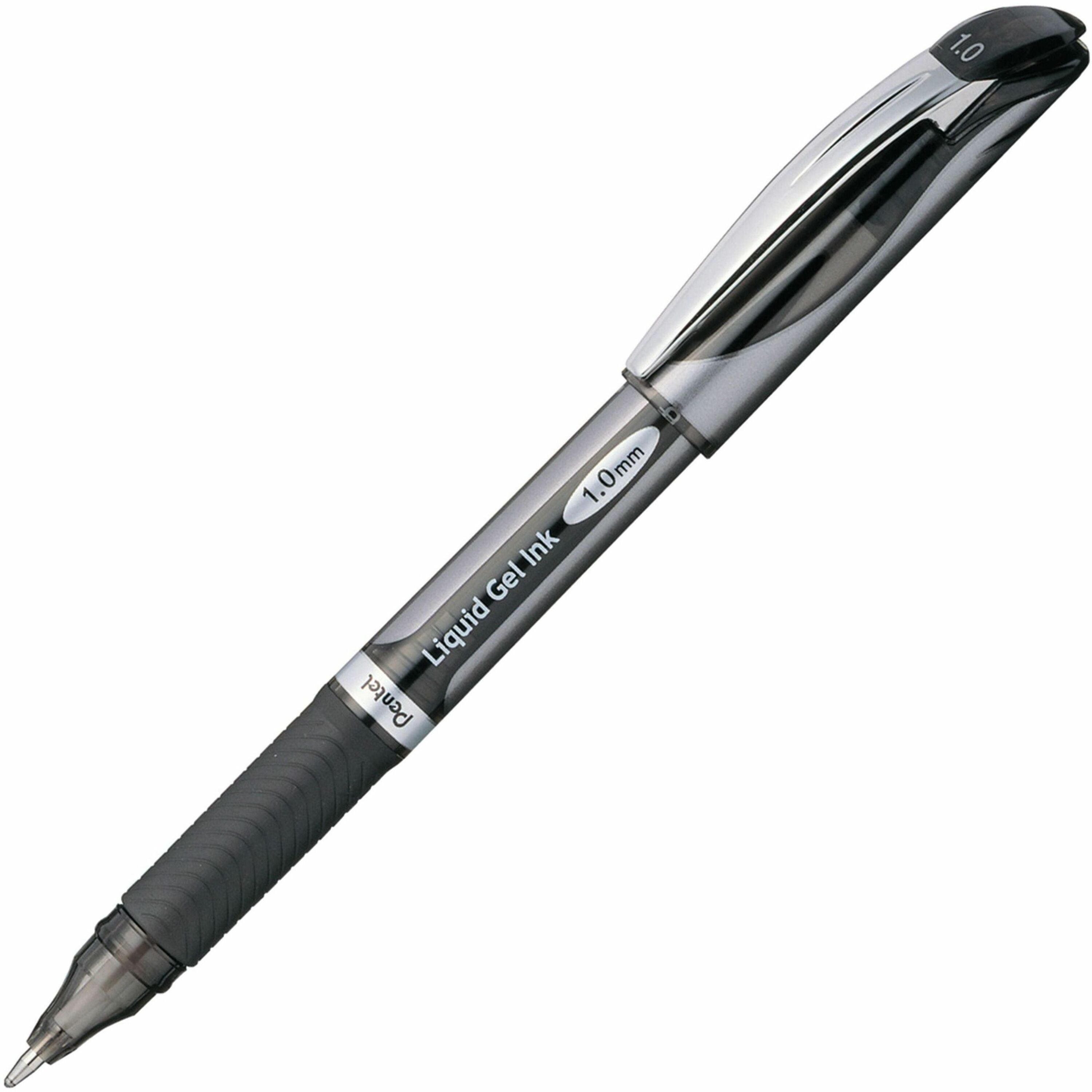 EnerGel EnerGel Deluxe Liquid Gel Pen - Bold Pen Point - 1 mm Pen Point Size - Refillable - Black Gel-based Ink - Silver Barrel - 1 Each