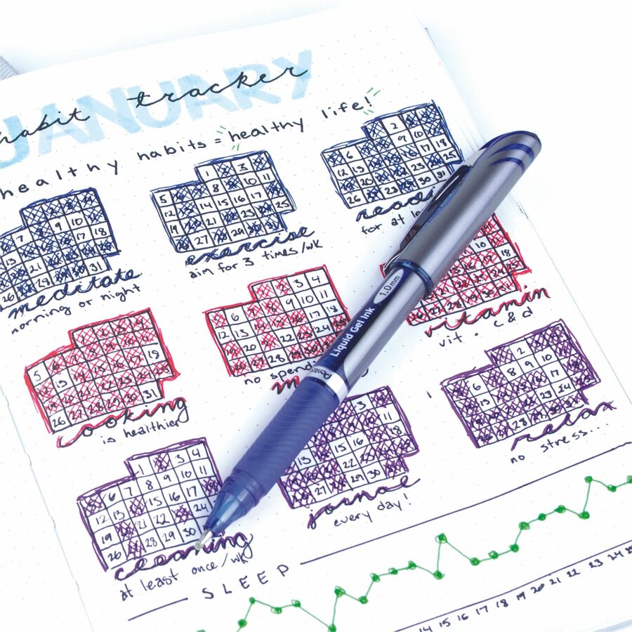 EnerGel EnerGel Deluxe Liquid Gel Pen - Bold Pen Point - 1 mm Pen Point Size - Refillable - Blue Gel-based Ink - Silver Barrel - 1 Each