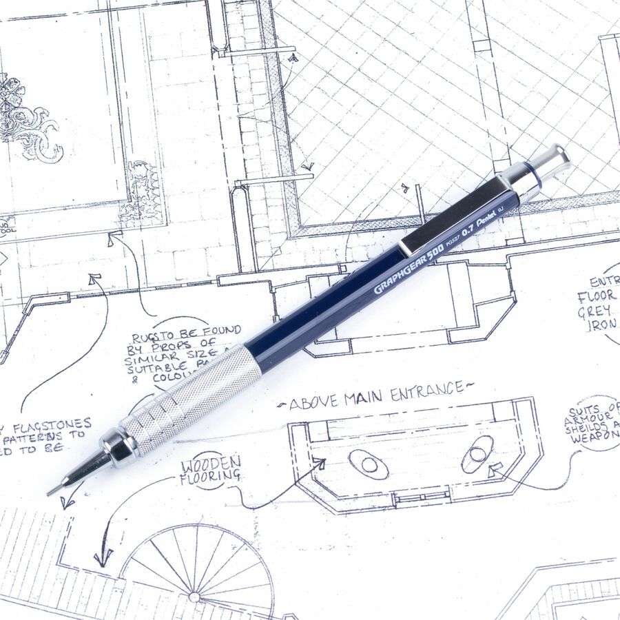 Pentel Graph Gear 500 Mechanical Pencils - #2 Lead - 0.7 mm Lead Diameter - Refillable - Blue Barrel - 1 Each