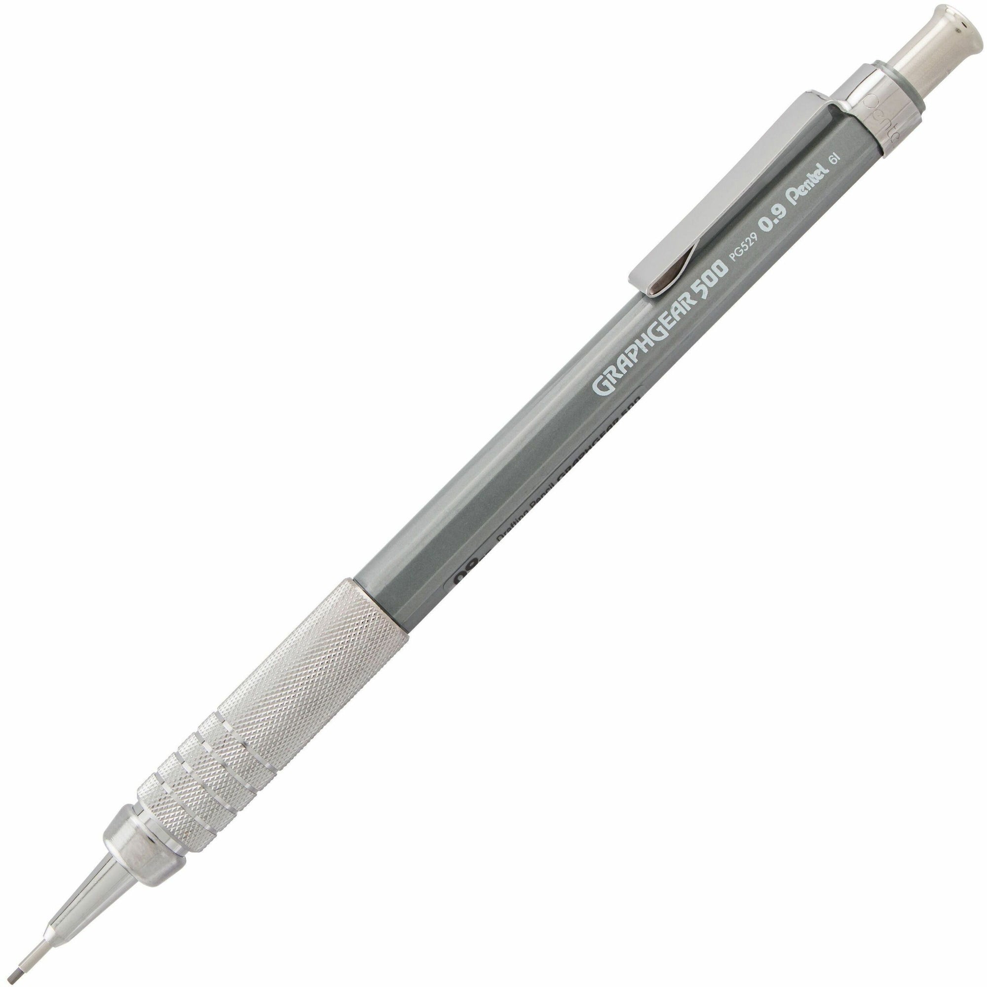 Pentel GraphGear 500 Mechanical Drafting Pencil - HB Lead - 0.9 mm Lead Diameter - Refillable - Gray Barrel - 1 Each