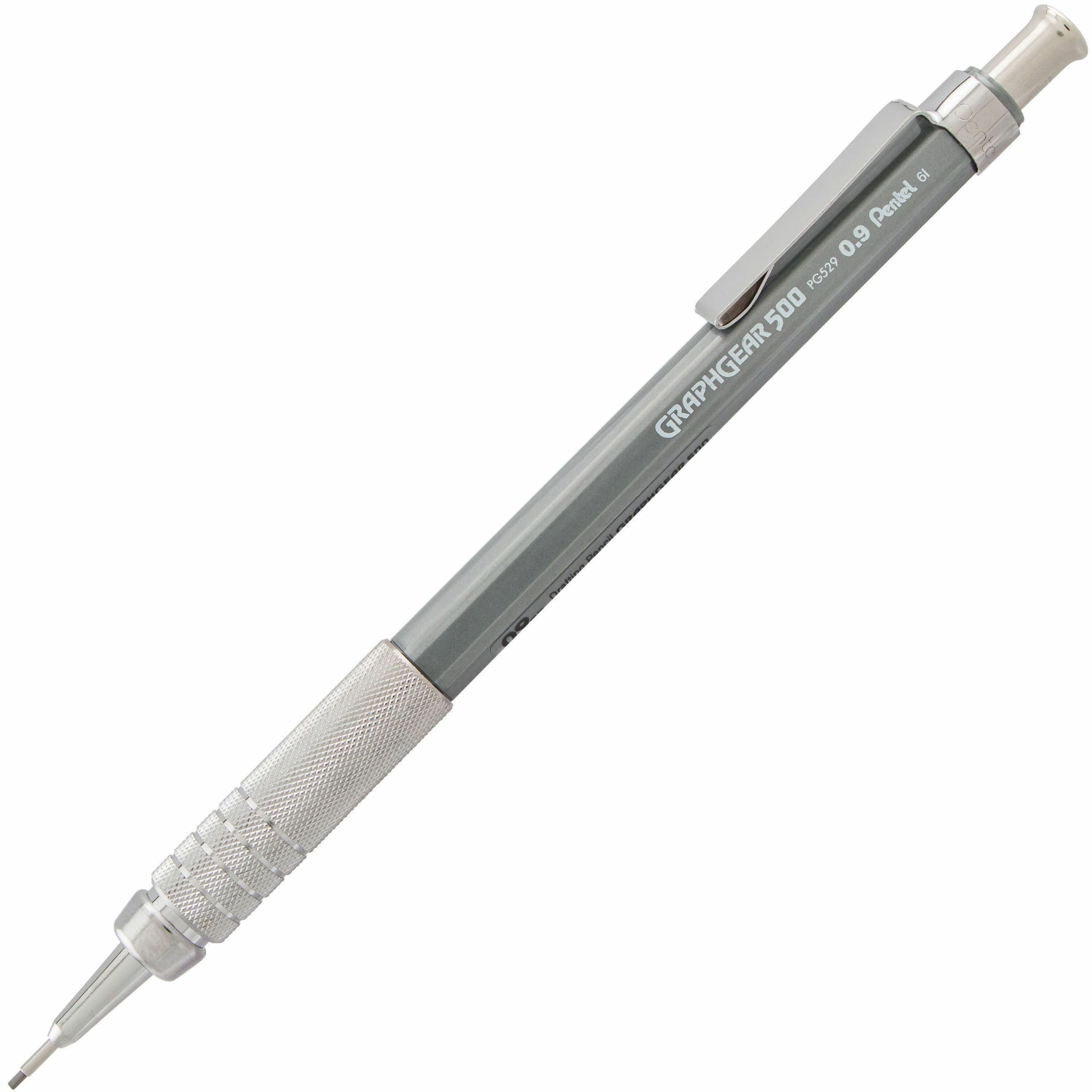 Pentel GraphGear 500 Mechanical Drafting Pencil - HB Lead - 0.9 mm Lead Diameter - Refillable - Gray Barrel - 1 Each
