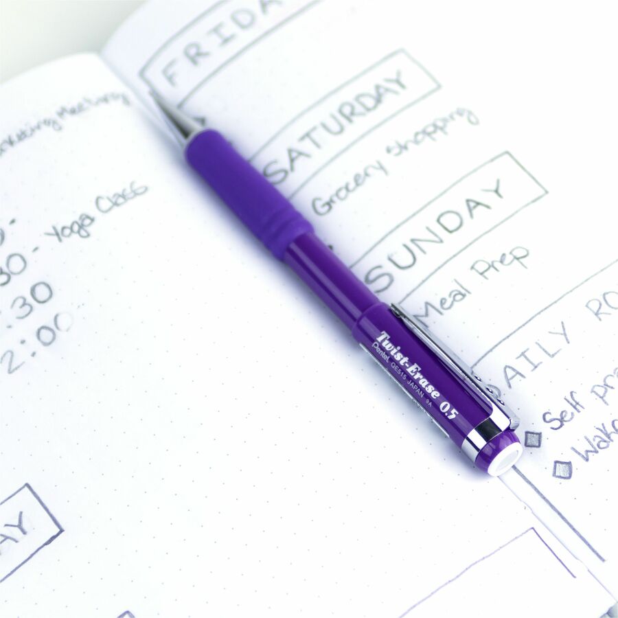 Pentel Twist-Erase III Mechanical Pencils - #2 Lead - 0.5 mm Lead Diameter - Refillable - Black Lead - Violet Barrel - 1 Each