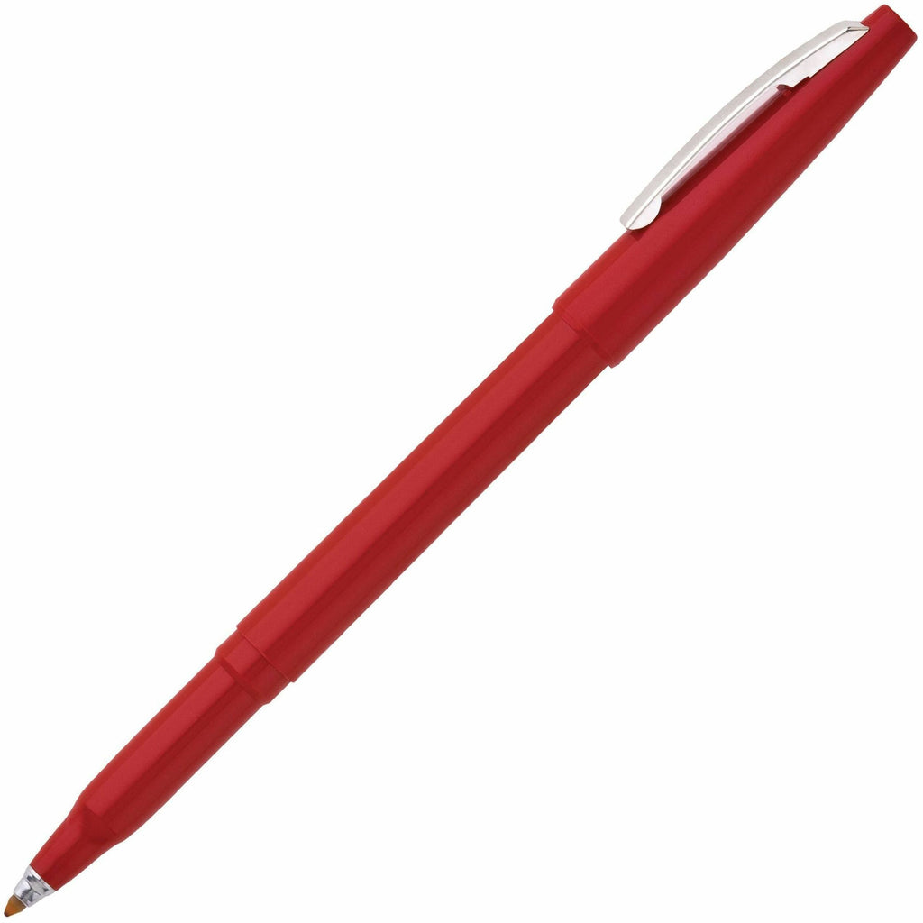 Rolling Writer Roller Ball Pen, Stick, Medium 0.8 mm, Red Ink, Red Barrel, Dozen