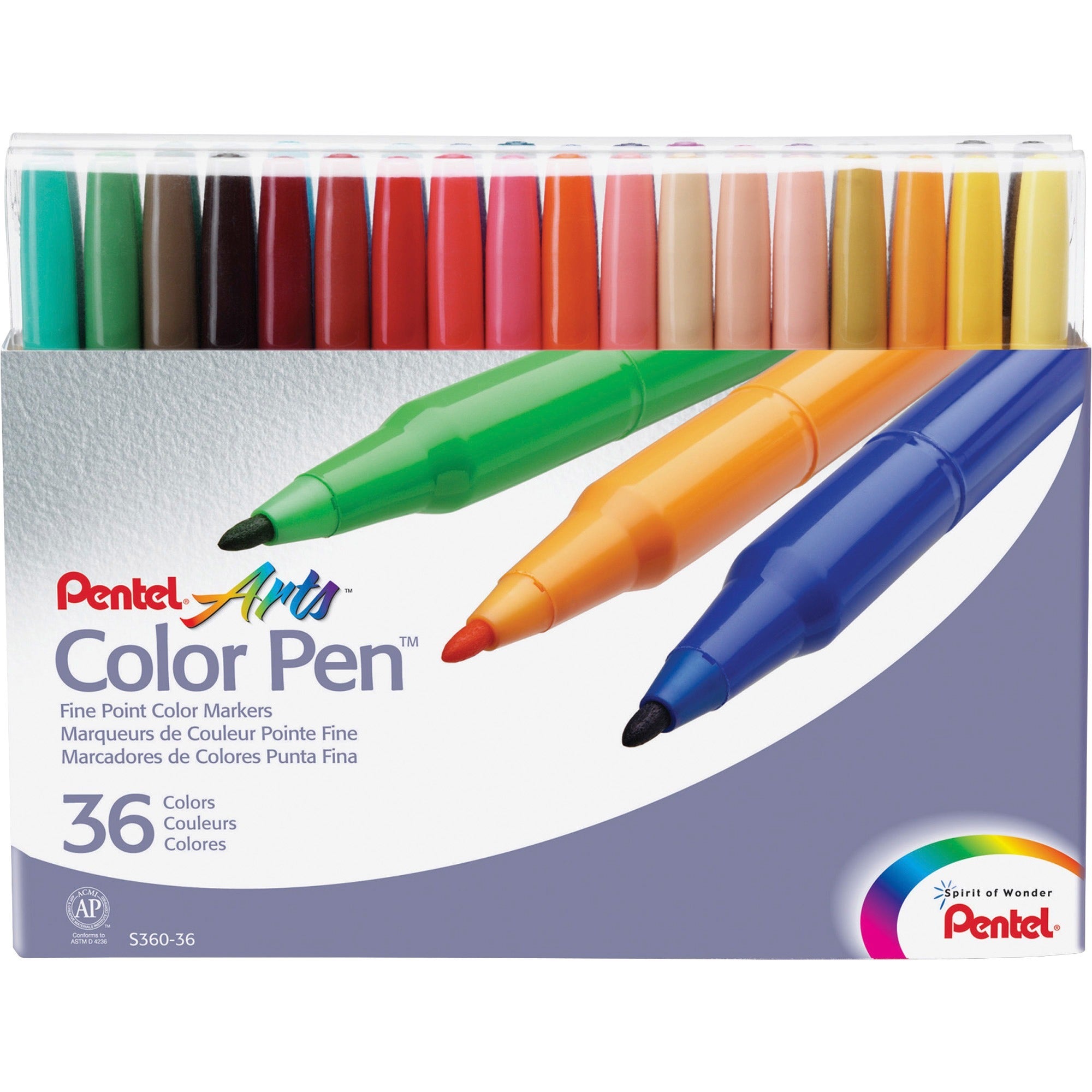 Fine Point 36-Color Pen Set, Fine Bullet Tip, Assorted Colors, 36/Set