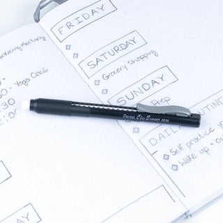 Pentel Rubber Grip Clic Eraser - Black - Black - Pen - Refillable - 1 Each - Retractable, Latex-free Grip, Ghost Resistant, Pocket Clip