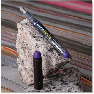 Varsity Fountain Pen, Medium 1 mm, Purple Ink, Clear/Black/Purple Barrel