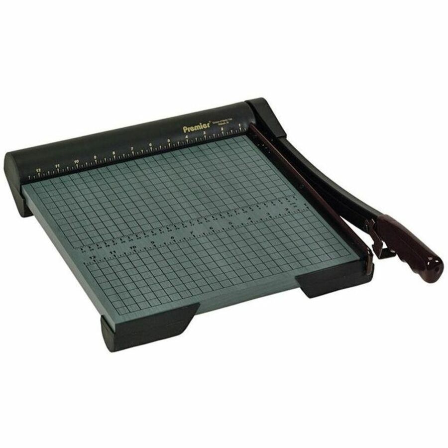 The Original Green Paper Trimmer, 20 Sheets, 12" Cut Length, Wood Base, 12.5 x 12