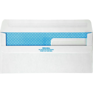 Double Window Redi-Seal Security-Tinted Envelope, #9, Commercial Flap, Redi-Seal Adhesive Closure, 3.88 x 8.88, White, 500/BX