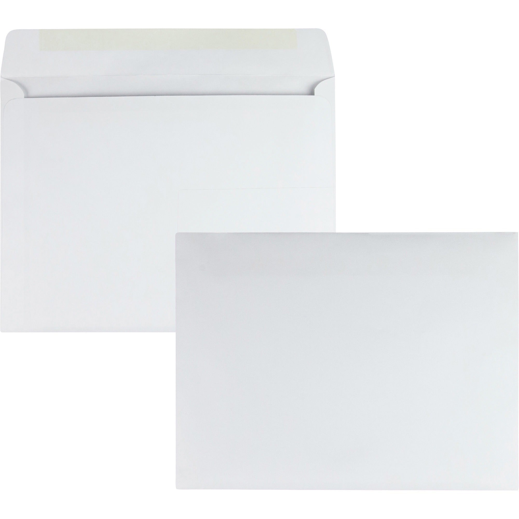 Open-Side Booklet Envelope, #13 1/2, Cheese Blade Flap, Gummed Closure, 10 x 13, White, 100/Box
