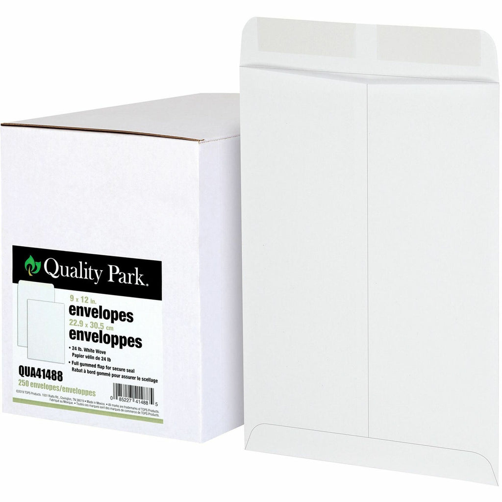 Catalog Envelope, 24 lb Bond Weight Paper, #10 1/2, Square Flap, Gummed Closure, 9 x 12, White, 250/Box