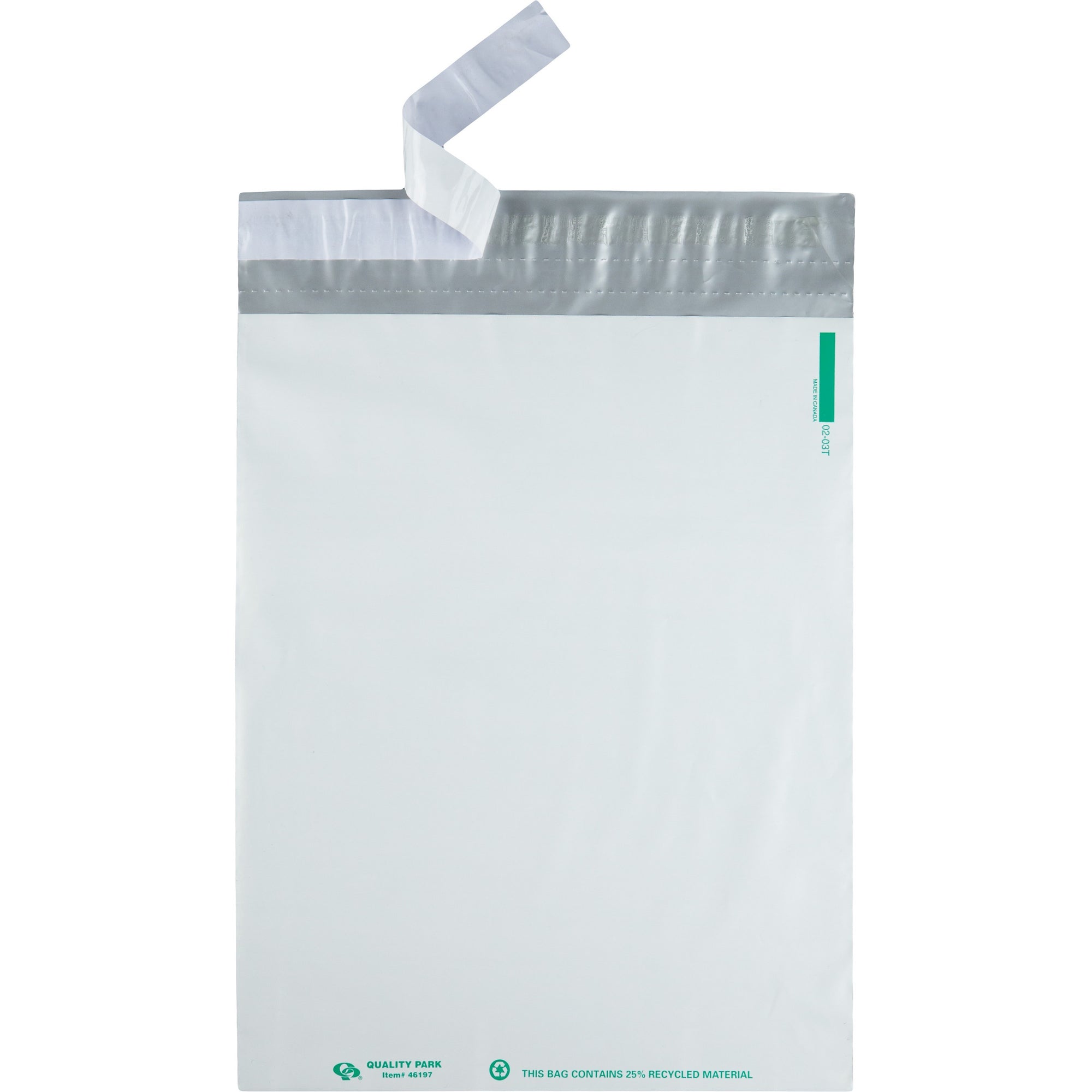 Redi-Strip Poly Mailer, #5, Square Flap with Perforated Strip, Redi-Strip Adhesive Closure, 12 x 15.5, White, 100/Pack
