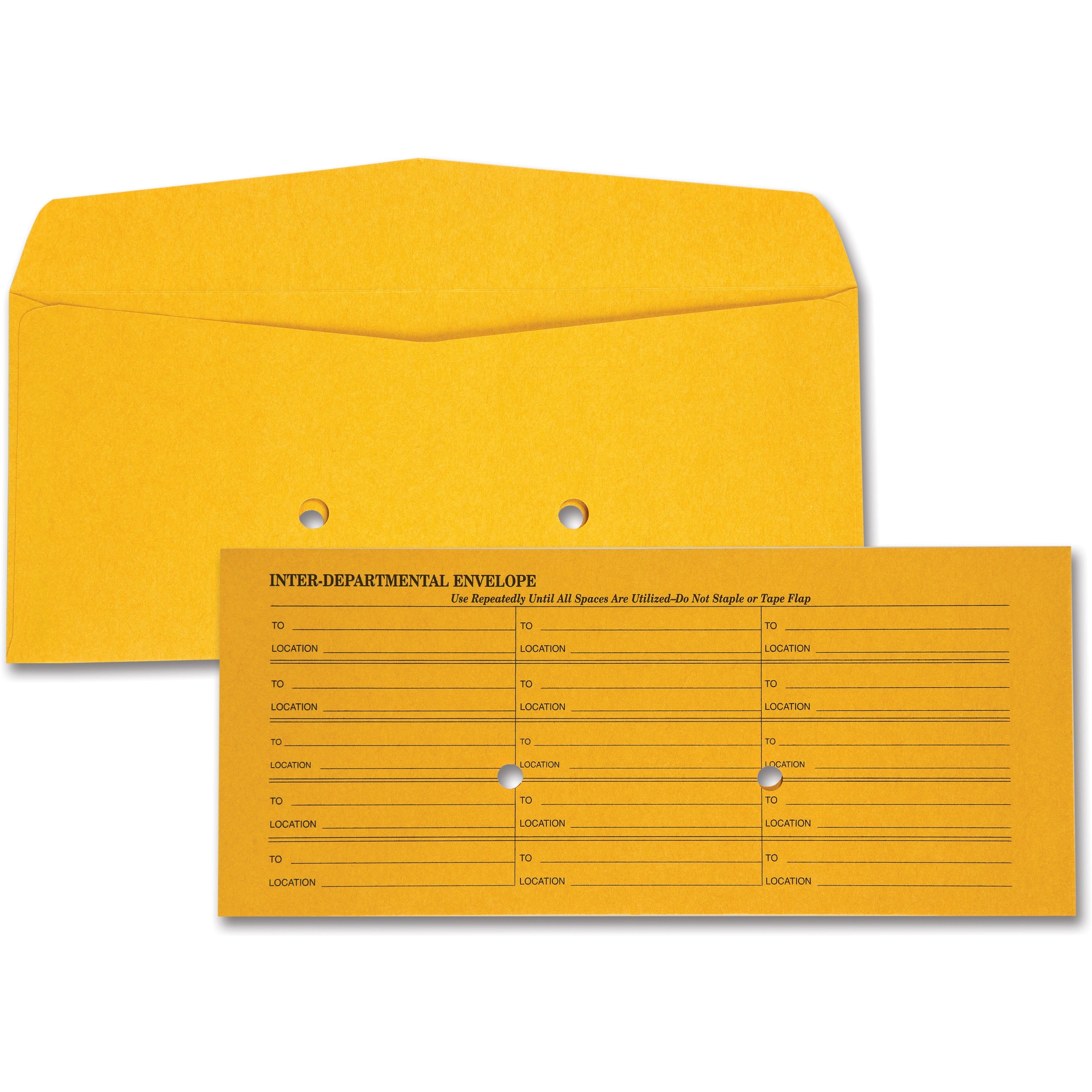 Light Brown Fold Flap Kraft Trade Size Interoffice Envelope, One-Sided Box-Style Format, 4.5 x 10.38, Brown Kraft, 500/Box