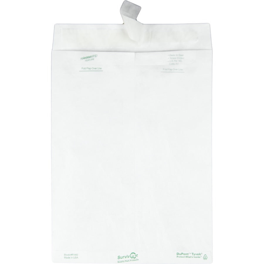 Lightweight 14 lb Tyvek Catalog Mailers, #10 1/2, Square Flap, Redi-Strip Adhesive Closure, 9 x 12, White, 100/Box