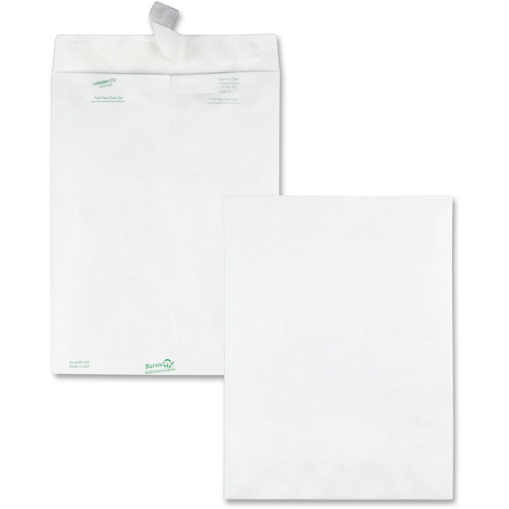 Lightweight 14 lb Tyvek Catalog Mailers, #10 1/2, Square Flap, Redi-Strip Adhesive Closure, 9 x 12, White, 100/Box