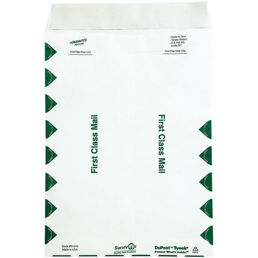 Lightweight 14 lb Tyvek Catalog Mailers, First Class, #10 1/2, Commercial Flap, Redi-Strip Closure, 9 x 12, White, 100/Box