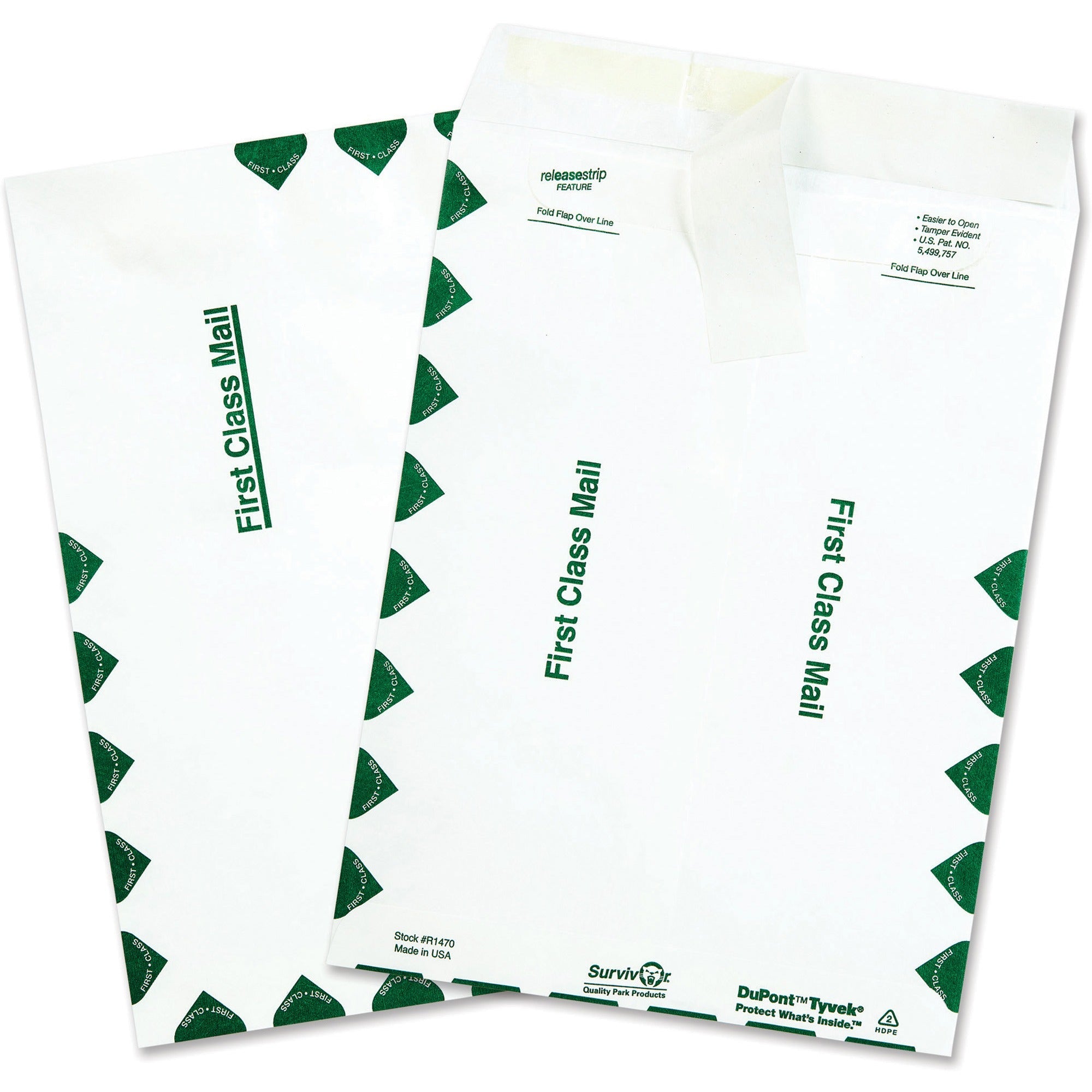 Lightweight 14 lb Tyvek Catalog Mailers, First Class, #10 1/2, Commercial Flap, Redi-Strip Closure, 9 x 12, White, 100/Box