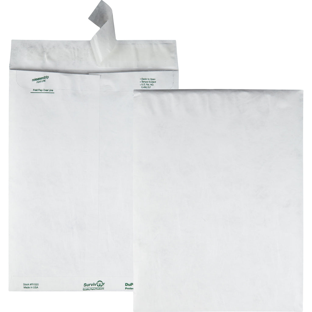 Lightweight 14 lb Tyvek Catalog Mailers, #12 1/2, Square Flap, Redi-Strip Adhesive Closure, 9.5 x 12.5, White, 100/Box