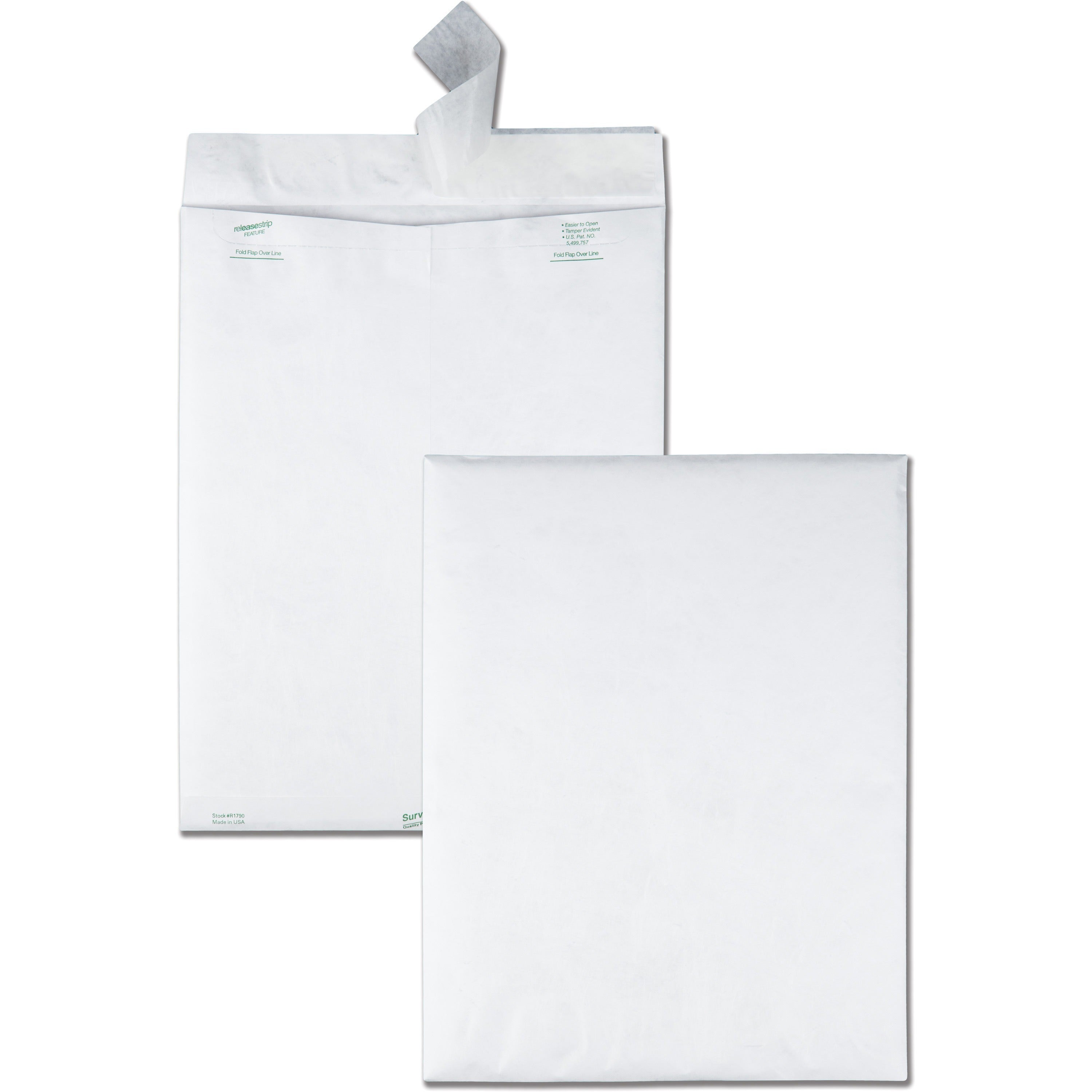 Lightweight 14 lb Tyvek Catalog Mailers, #15 1/2, Square Flap, Redi-Strip Adhesive Closure, 12 x 16, White, 100/Box