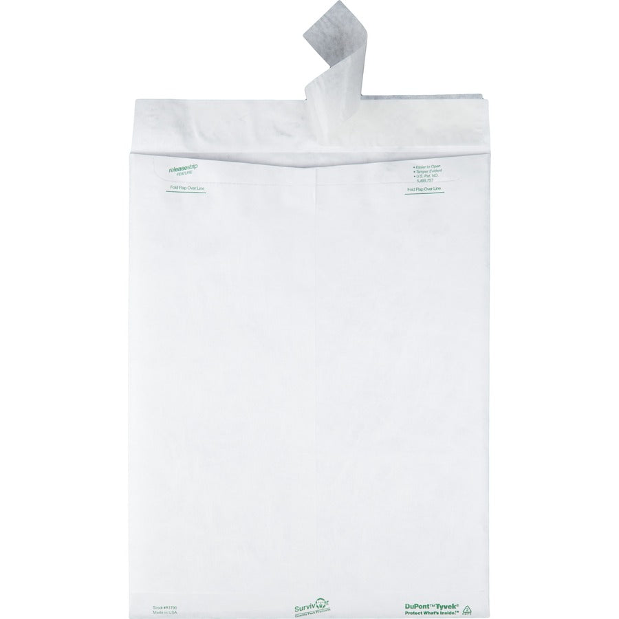 Lightweight 14 lb Tyvek Catalog Mailers, #15 1/2, Square Flap, Redi-Strip Adhesive Closure, 12 x 16, White, 100/Box