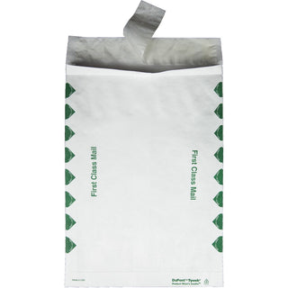 Heavy 18 lb Tyvek Open End Expansion Mailers, First Class, #13 1/2, Square Flap, Redi-Strip Closure, 10 x 13, White, 100/CT