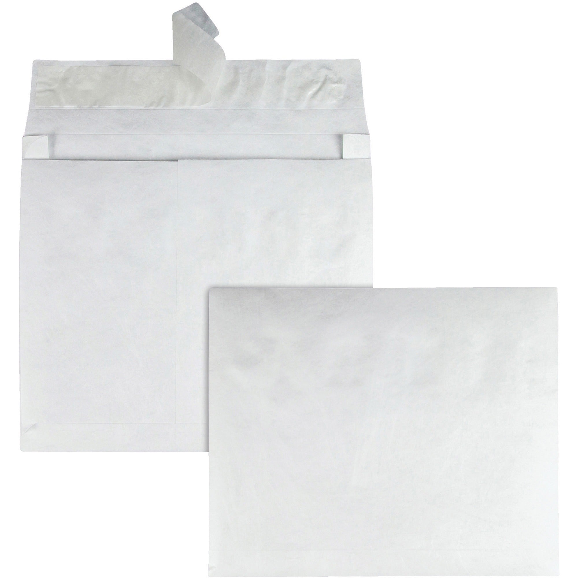 Heavyweight 18 lb Tyvek Open End Expansion Mailers, #13 1/2, Square Flap, Redi-Strip Adhesive Closure, 10 x 13, White, 100/CT