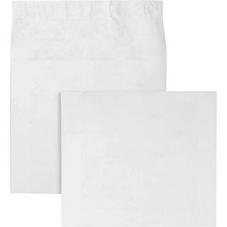 Heavyweight 18 lb Tyvek Open End Expansion Mailers, #15 1/2, Square Flap, Redi-Strip Adhesive Closure, 12 x 16, White, 100/CT