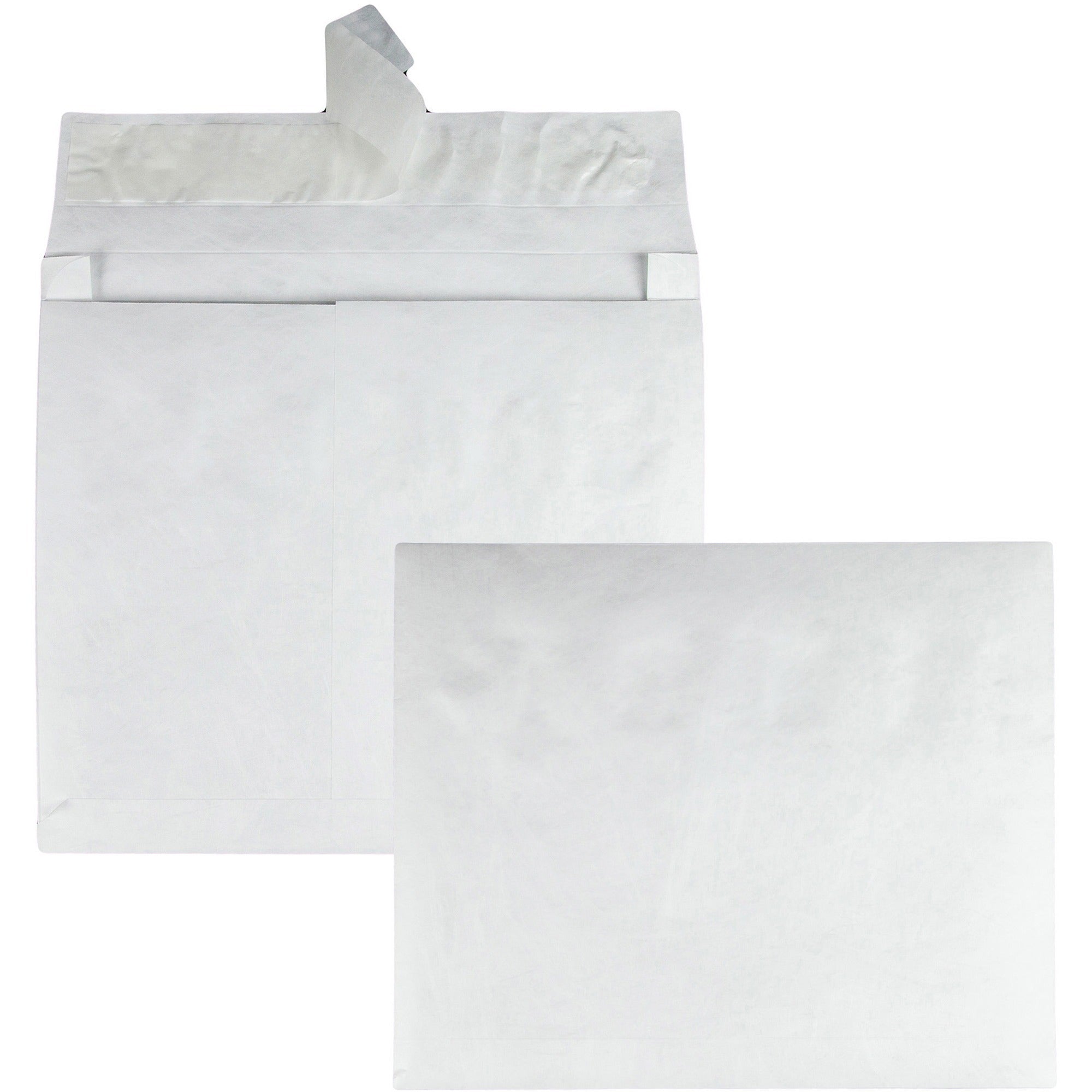 Lightweight 14 lb Tyvek Open End Expansion Mailers, #13 1/2, Square Flap, Redi-Strip Adhesive Closure, 10 x 13, White, 100/CT
