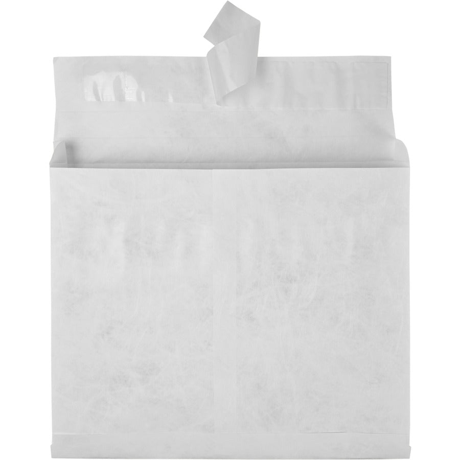 Lightweight 14 lb Tyvek Open End Expansion Mailers, #13 1/2, Square Flap, Redi-Strip Adhesive Closure, 10 x 13, White, 100/CT