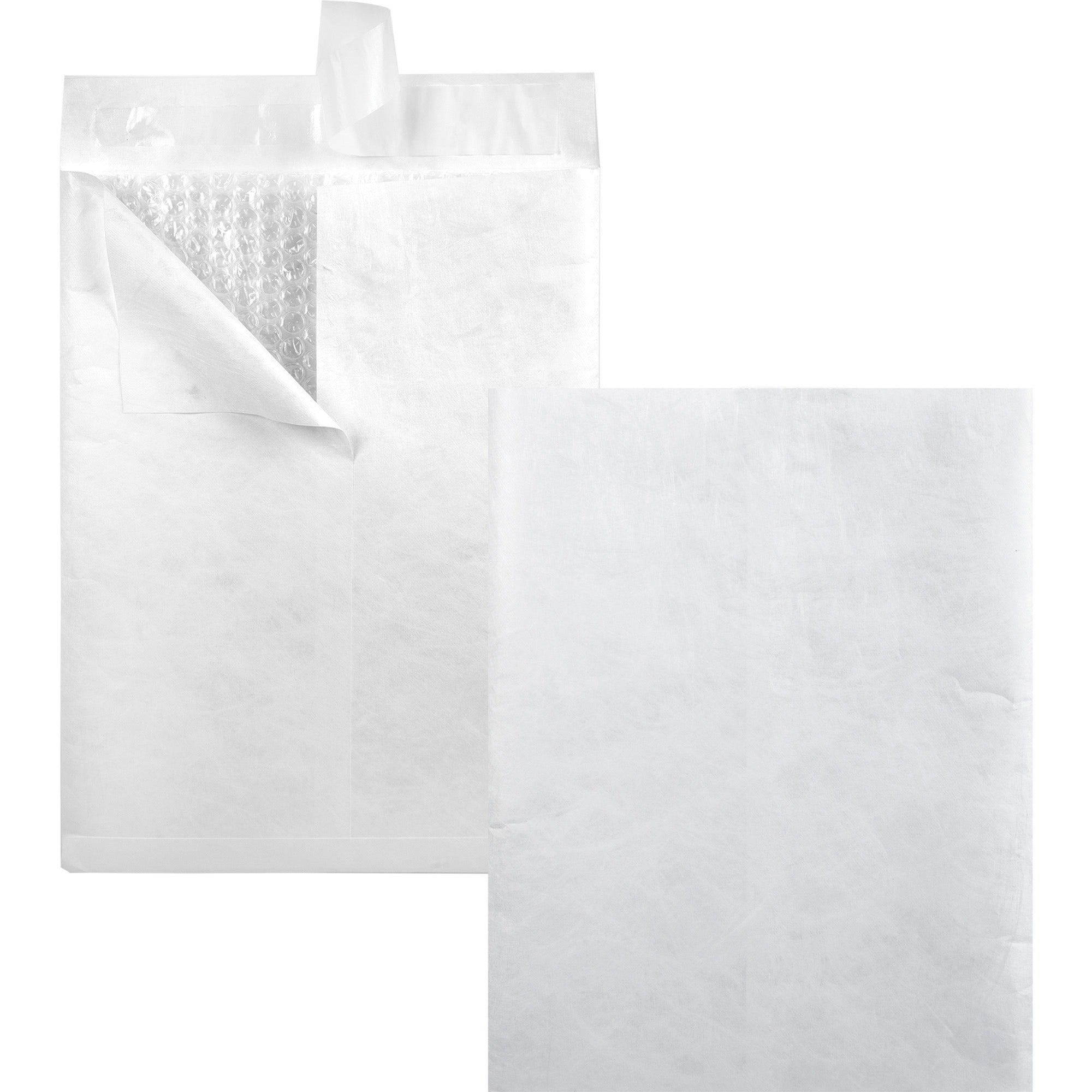 Bubble Mailer of DuPont Tyvek, #2E, Air Cushion, Redi-Strip Adhesive Closure, 9 x 12, White, 25/Box