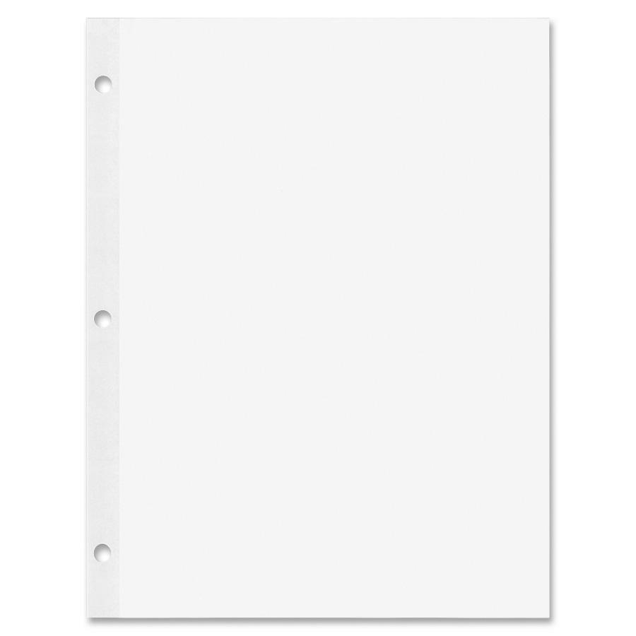 Rip Proof Reinforced Filler Paper, 3-Hole, 8.5 x 11, Unruled, 100/Pack