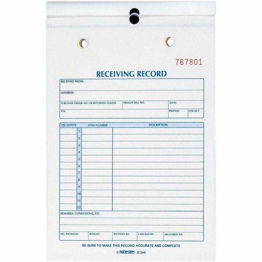 Receiving Record Book, Three-Part Carbonless, 5.56 x 7.94, 50 Forms Total