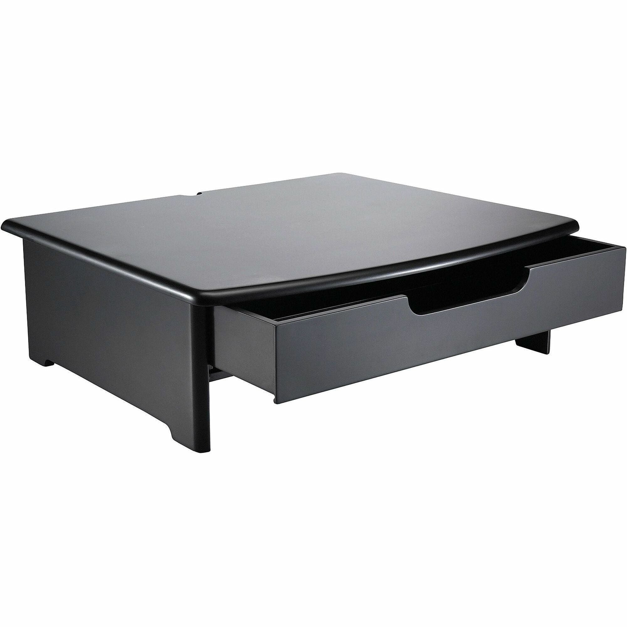 Rolodex Wood Tone Monitor Stands - 35 lb Load Capacity - 4.8" Height x 15" Width x 13.3" Depth - Desktop - Wood - Black - 