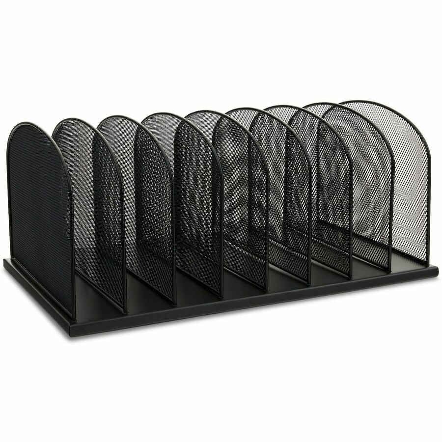 Onyx Mesh Desk Organizer with Upright Sections, 8 Sections, Letter to Legal Size Files, 19.5" x 11.5" x 8.25", Black