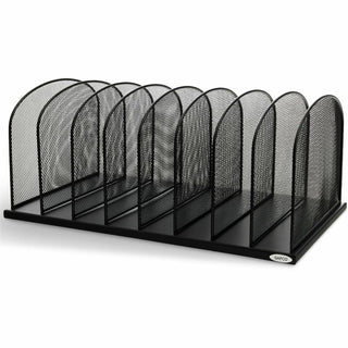 Onyx Mesh Desk Organizer with Upright Sections, 8 Sections, Letter to Legal Size Files, 19.5" x 11.5" x 8.25", Black