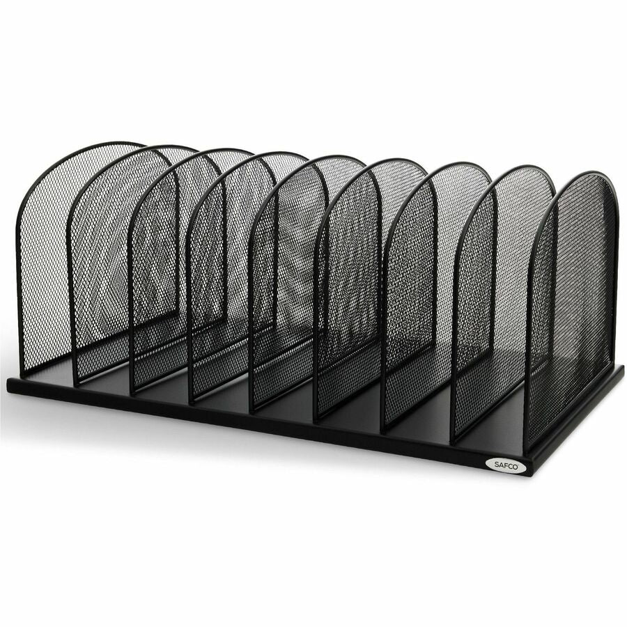 Onyx Mesh Desk Organizer with Upright Sections, 8 Sections, Letter to Legal Size Files, 19.5" x 11.5" x 8.25", Black